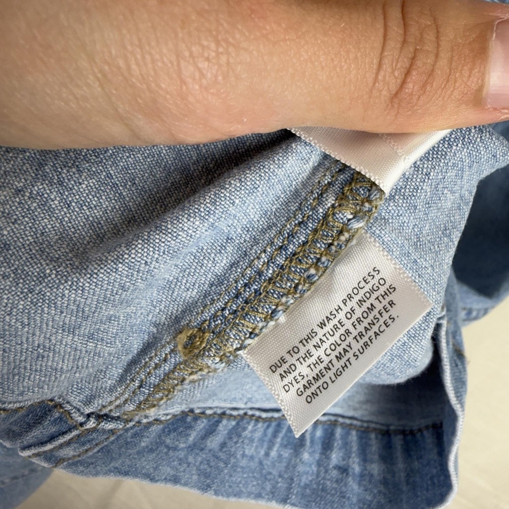 Madewell Dress Womens 2 Blue Denim Short Sleeve Snap Front Shirt Mini Stretch - Picture 9 of 16